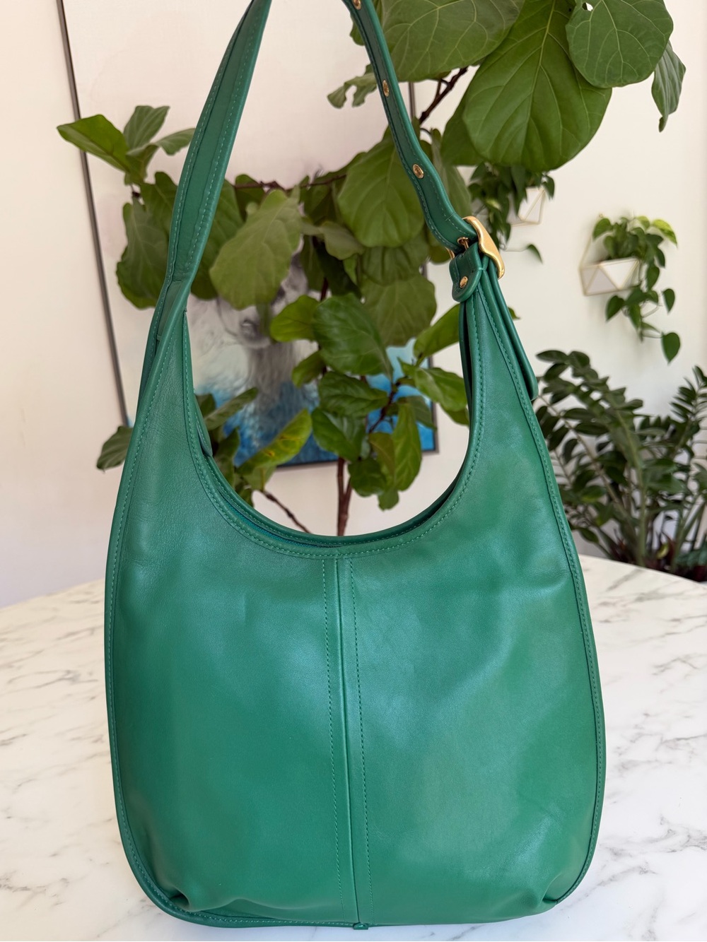 COACH Originals Large Ergo Shoulder Bag 33 Green Glovetanned Leather Brass C2264 - Picture 3 of 16
